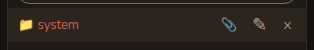 A row in the Workspace panel naming a folder, with a link, a paperclip and a closer at its right.